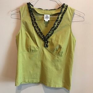 Ivy Jane Sleeveless Ruffled Neck Blouse Green